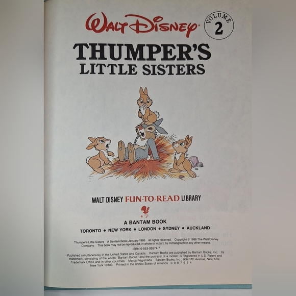 1986 Walt Disney Thumper’s Little Sisters Vintage Book Easy To Read Library Volu - Picture 4 of 5